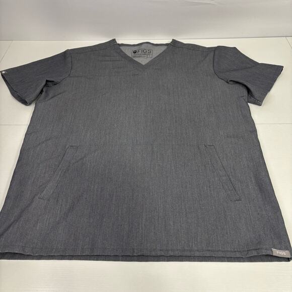 Figs Gray V-Neck Technical Collection Medical Scrubs Shirt Size Medium NN0772 - Picture 3 of 8